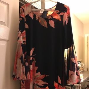 MSK Dress Blue and Peach Floral Size Large
